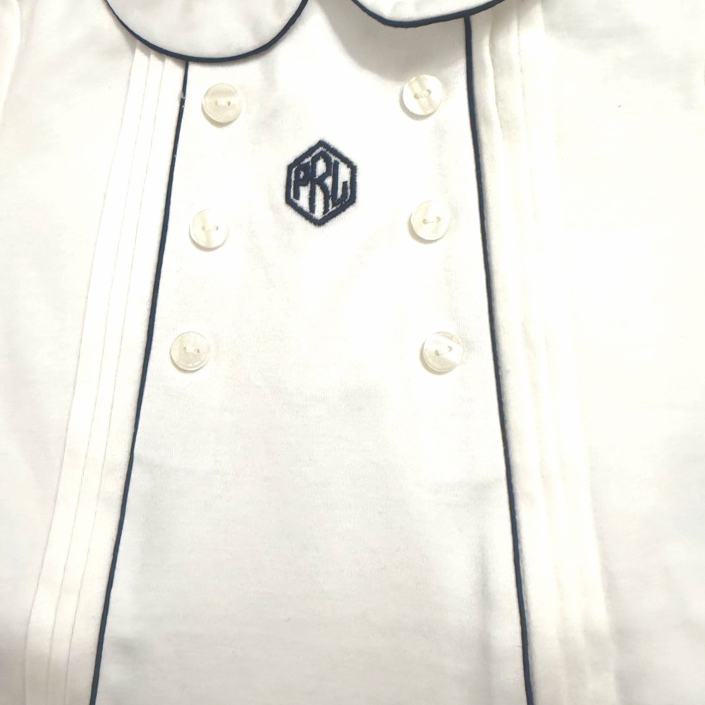Ralph Lauren White Shirt with Black Piping with tags never been used